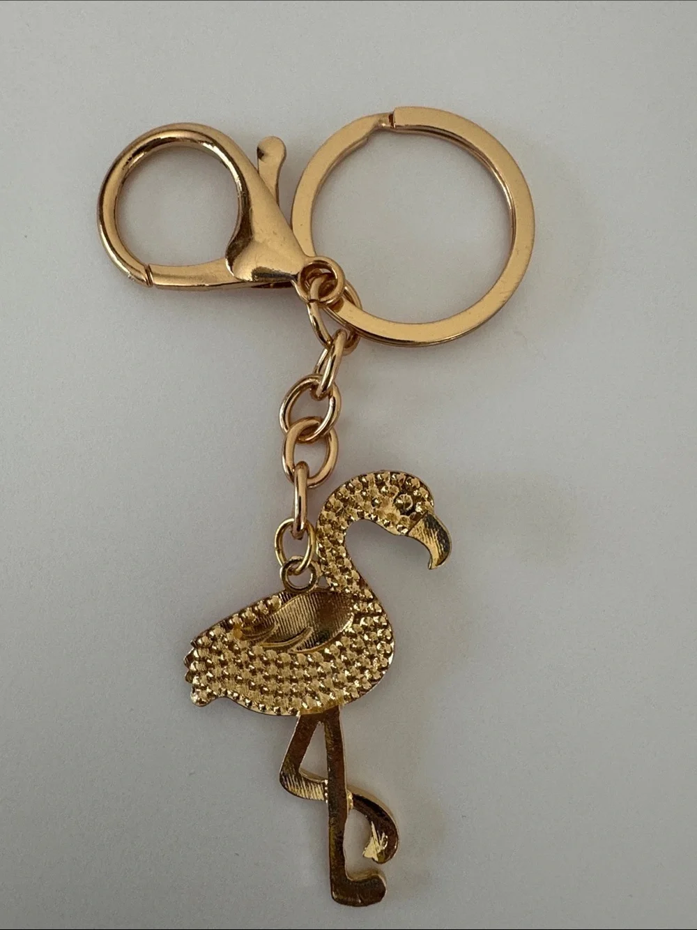 Flamingo Gold Tone Bag Charm/Keychain with Pink Crystals NWOT